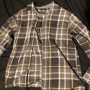 yellow, black, and gray flannel